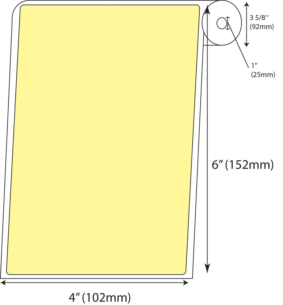 Étiquettes Rectangle 4" x 6" jaunes pour pneus (5 rouleaux)