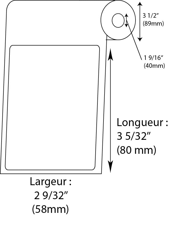 Étiquettes de balance Kilotech 58mm x 80mm Blanches