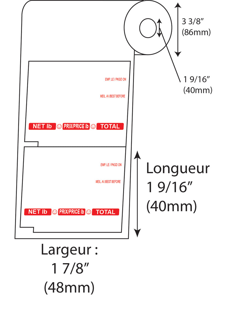 Étiquettes de balance TEC SL 66 0 ligne (Standard) NUPC Rouge en livre