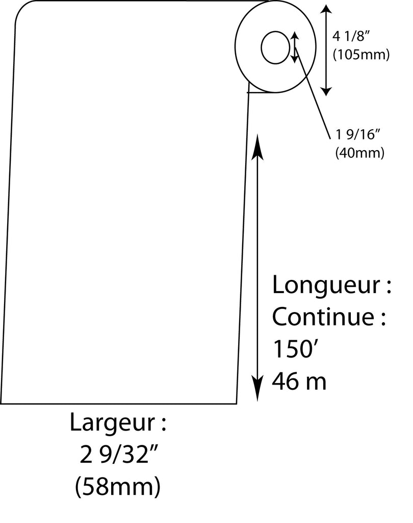 Étiquettes de balance Bizerba continue blanche 58mm x 150' - Fournitures Big Ben