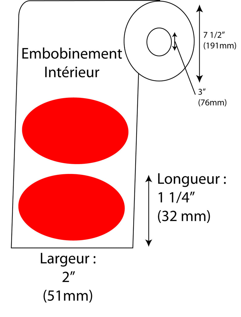 Étiquettes de balance DIGI Ovale Rouge Fluo 2" x 1 1/4" - Fournitures Big Ben