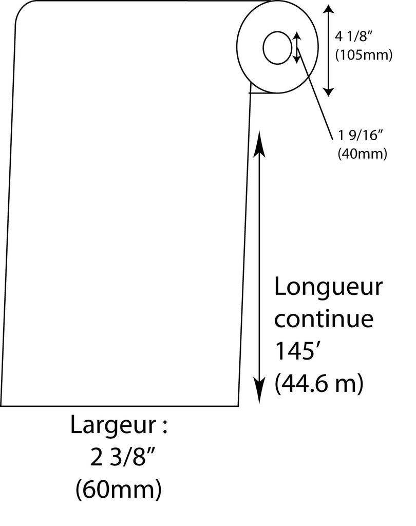 Étiquettes de balance Kilotech 60mm x 145' Continue Blanche - Fournitures Big Ben