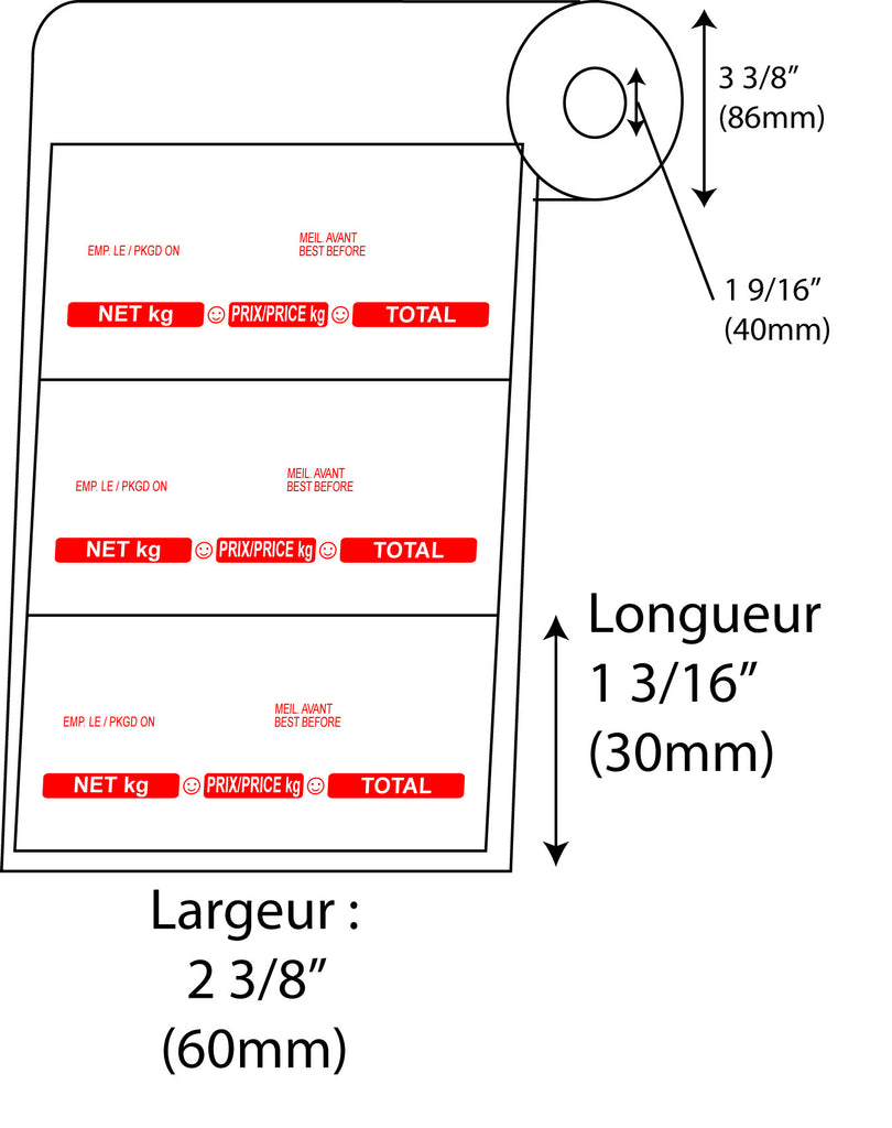 Étiquettes de balance TEC SL 59 NUPC Rouge - Fournitures Big Ben