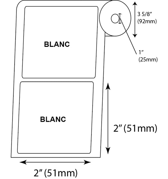 Étiquettes carré 2'' blanches pour changementd'huile (3 rouleaux)