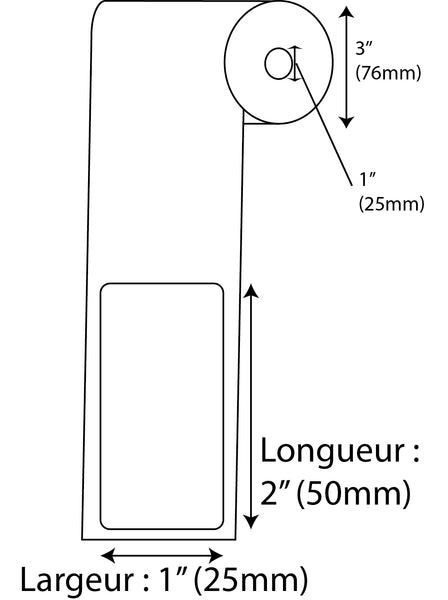 Rectangle labels 1" x 2" matte white soluble paper in roll of 500