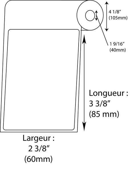Étiquettes de balance DIGI SM 90 60mm x 85mm blanches - Fournitures Big Ben