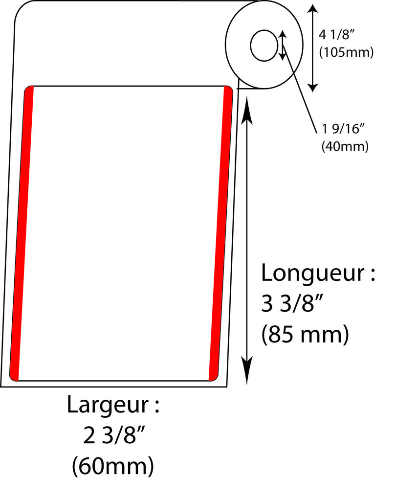 Étiquettes de balance DIGI SM 90 60mm x 85m rouge - Fournitures Big Ben