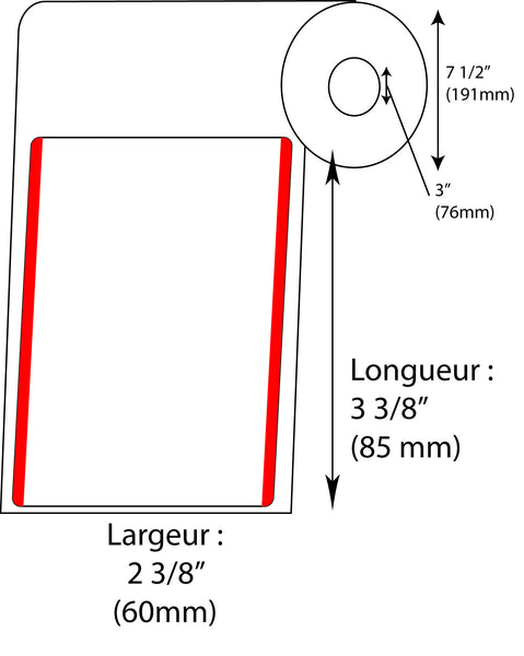 Étiquettes de balance DIGI 1725  60mm x 85mm Rouge - Fournitures Big Ben