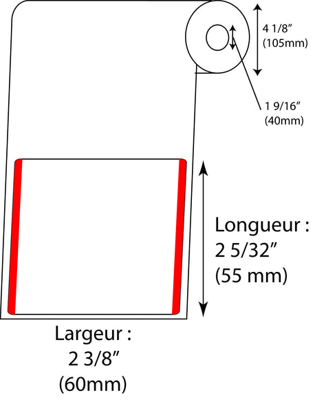 Étiquettes de balance DIGI SM 90 60mm x 55m rouge - Fournitures Big Ben
