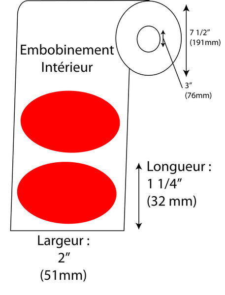 Étiquettes de balance DIGI  Ovale Rouge Fluo 2" x 1 1/4" - Fournitures Big Ben