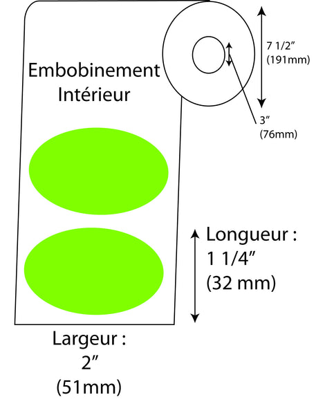 Étiquettes de balance DIGI  Ovale Vert Fluo 2" x 1 1/4" - Fournitures Big Ben