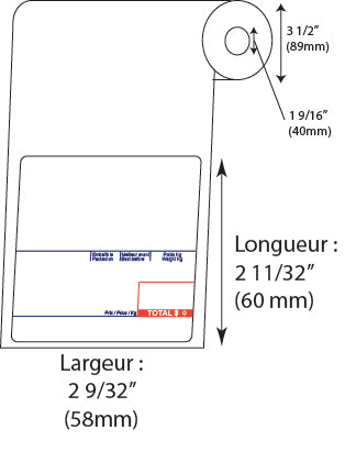 Étiquettes de balance Kilotech Grand format (58mm x 60mm) Rouge et Bleu