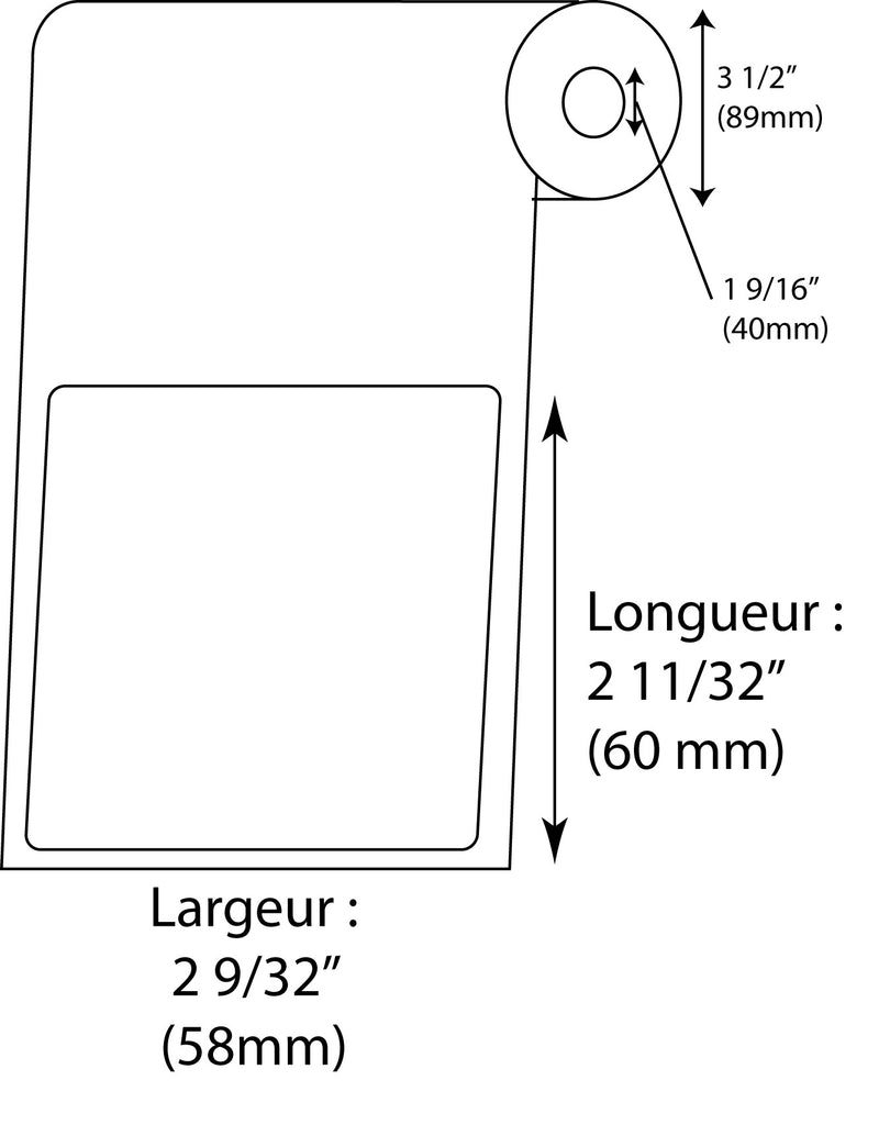 Étiquettes de balance Kilotech Grand format (58mm x 60mm) Blanches - Fournitures Big Ben