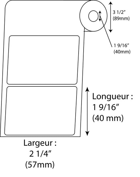 Étiquettes de balance Kilotech petit format (57mm x 40mm) Blanches - Fournitures Big Ben