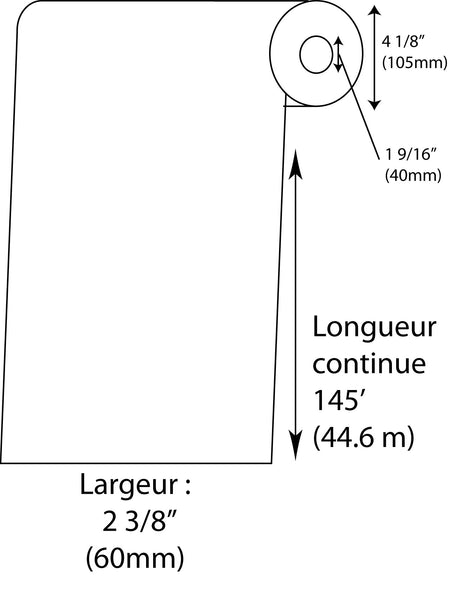 Étiquettes de balance Kilotech 60mm x 145' Continue Blanche - Fournitures Big Ben