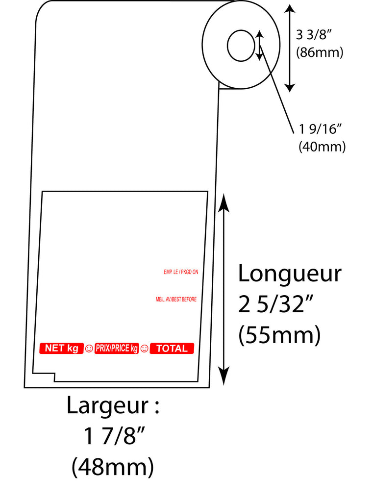 Étiquettes de balance TEC SL 66 6 lignes NUPC Rouge - Fournitures Big Ben
