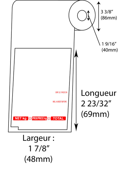 Étiquettes de balance TEC SL 66 12 lignes NUPC Rouge - Fournitures Big Ben