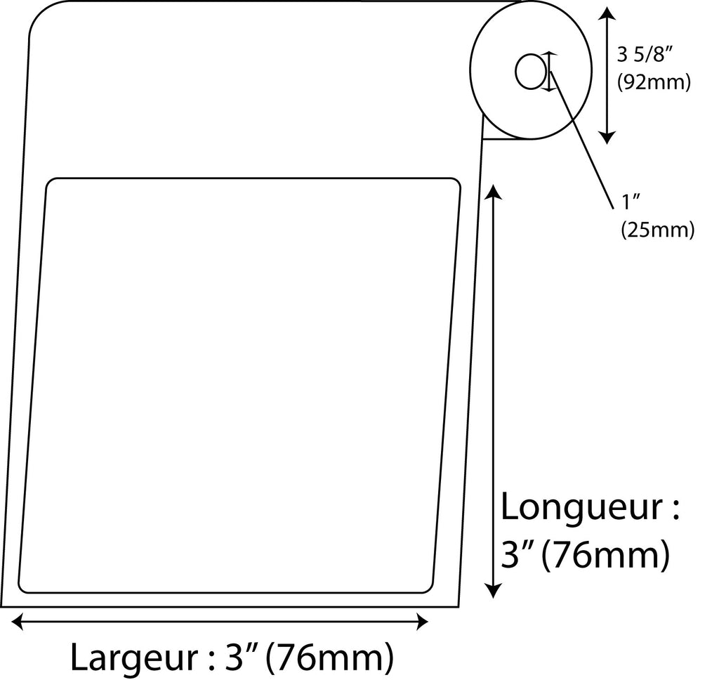 Étiquettes Rectangle 3" x 3" direct thermal blanc en rouleau de 500 - Fournitures Big Ben