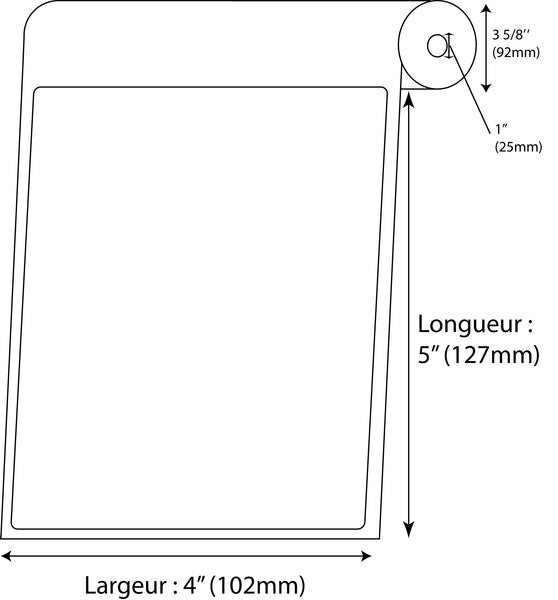 Étiquettes Rectangle 4" x 5" direct thermal blanc en rouleau de 300 - Fournitures Big Ben