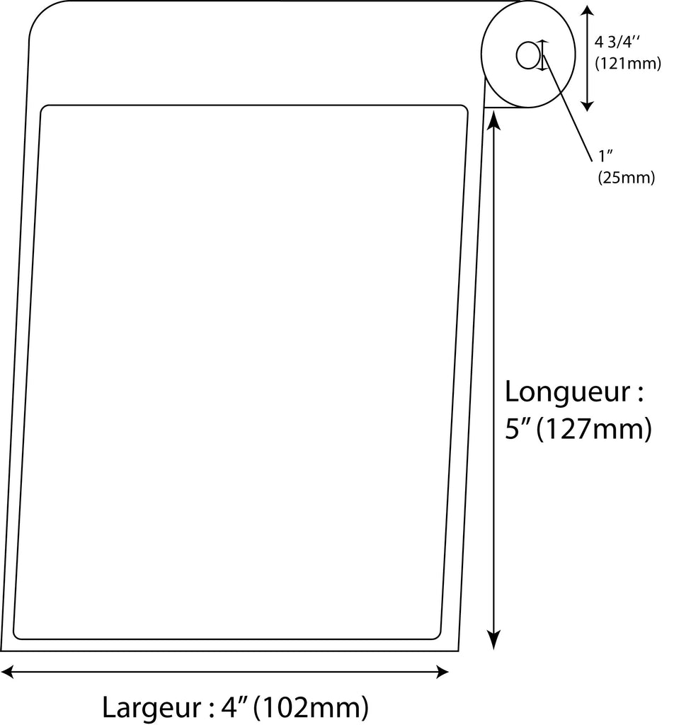 Étiquettes Rectangle 4" x 5" direct thermal blanc en rouleau jumbo de 550 - Fournitures Big Ben