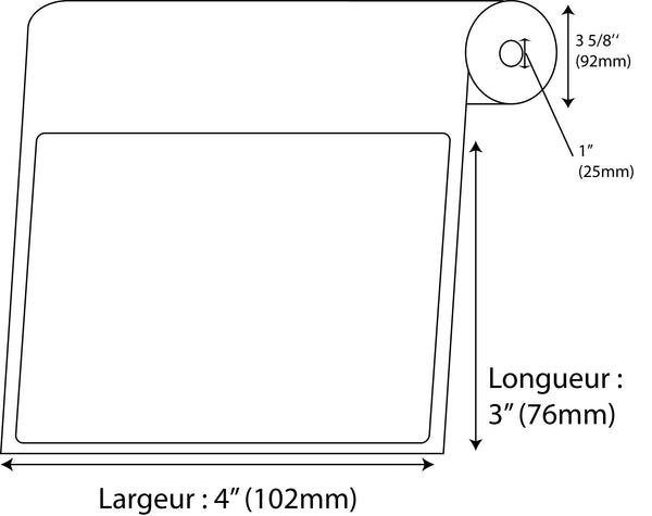 Étiquettes Rectangle 4" x 3" direct thermal blanc en rouleau de 500 - Fournitures Big Ben