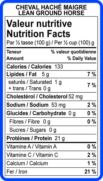 Étiquettes Valeurs Nutritives viandes hachées (Plusieurs choix disponibles) - Fournitures Big Ben