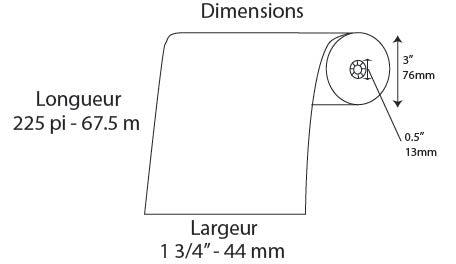 Rouleaux Thermal 1 3/4" x  3" - Longueur 225' - Fournitures Big Ben
